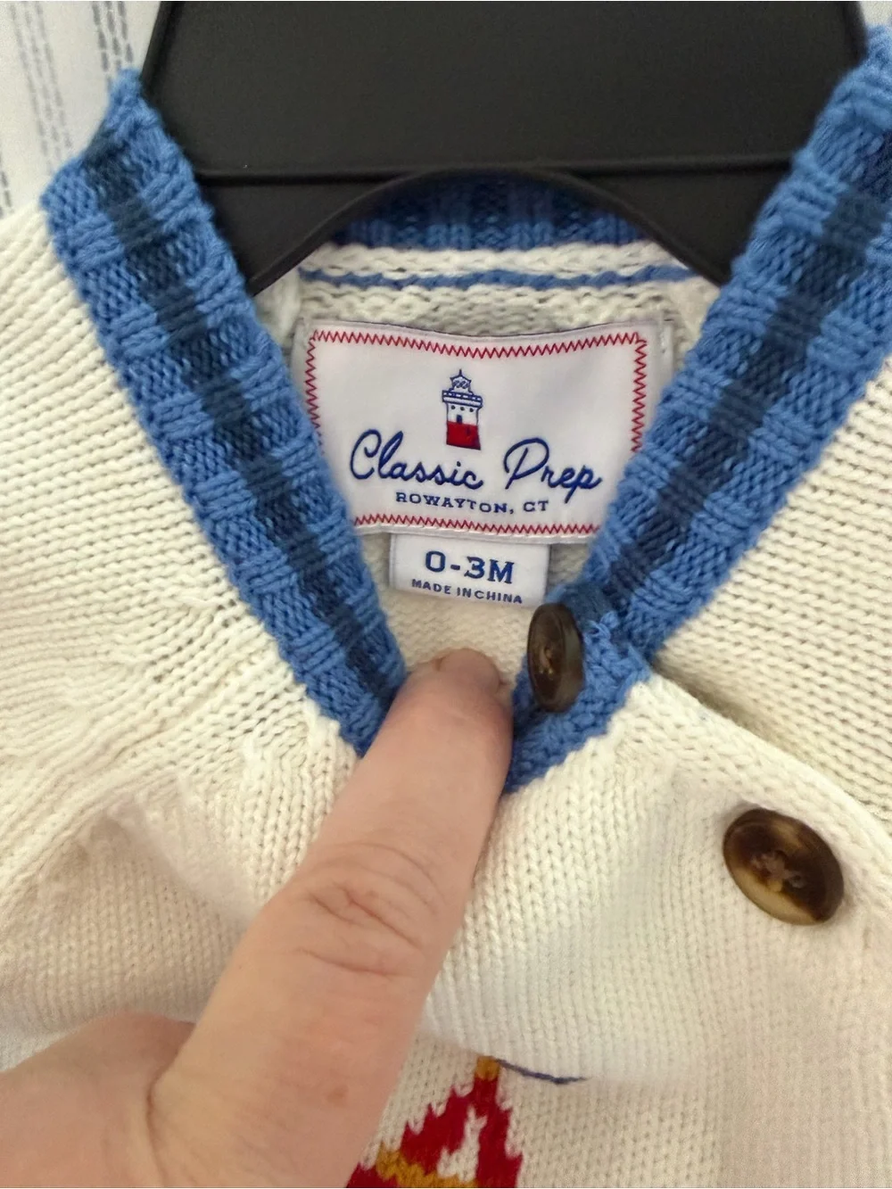 Classic Prep Cream & Blue Carousel Knit One-Piece with Hat